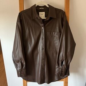 Abercrombie & Fitch Faux Leather Oversized Shirt
